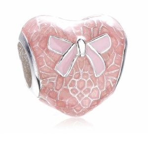 PANDORA Pink Bow And Lace Heart Charm